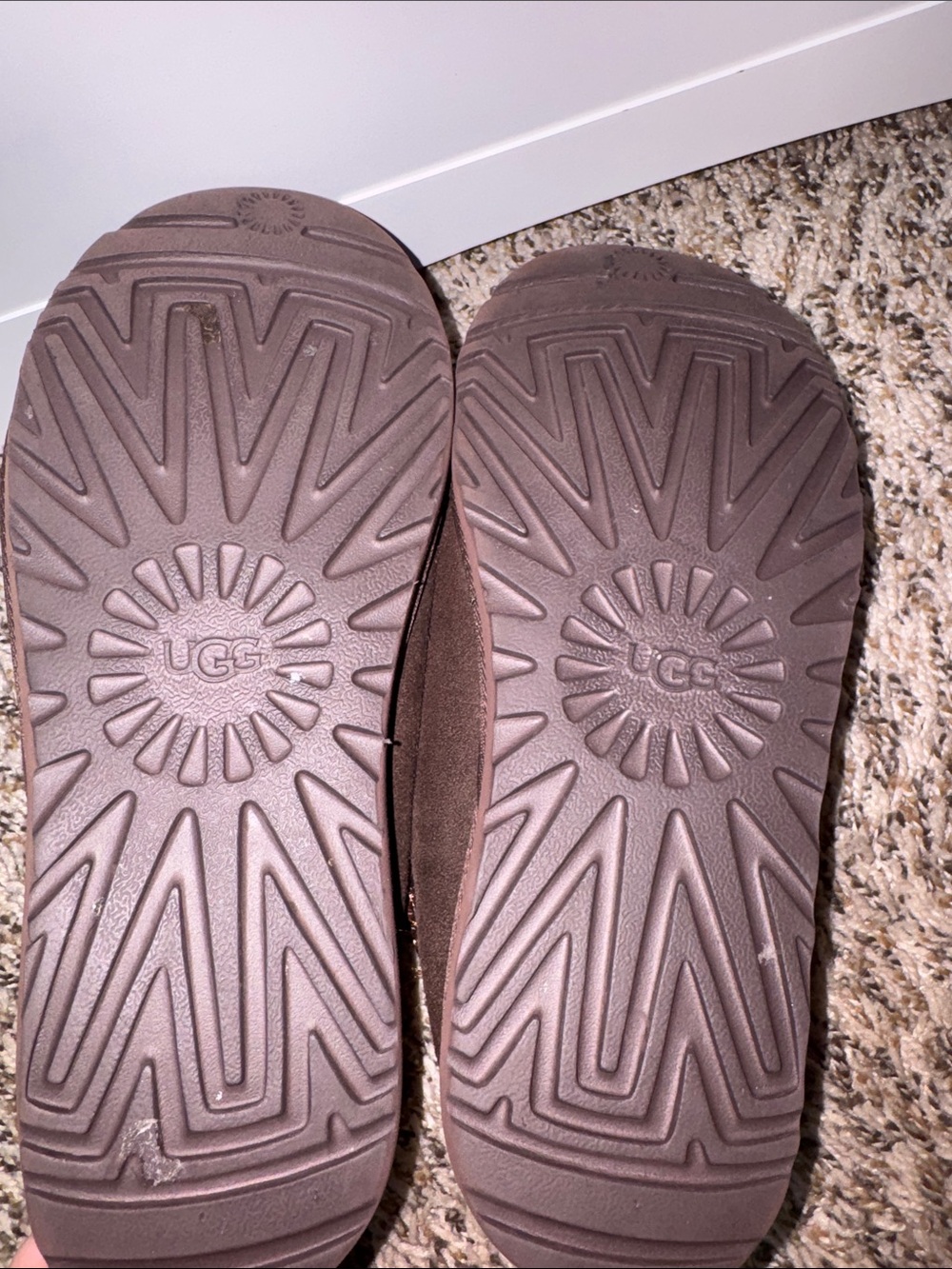 UGG Dark Brown Suede Shearling-Lined Slippers - Picture 3 of 4